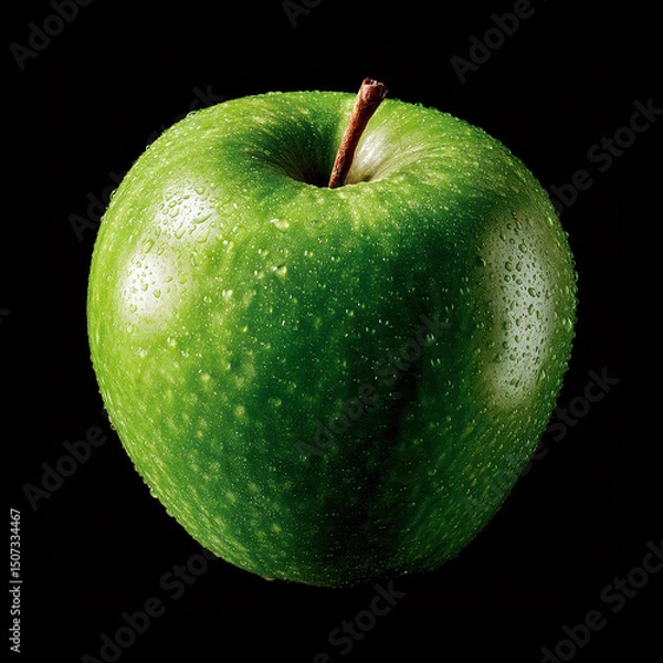 Obraz Green apple with water droplets