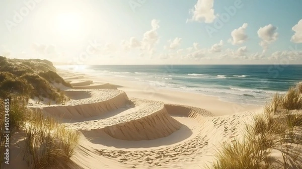 Obraz Natural dune curves with sunlight from one side creating sharp contrast and textured sandy patterns