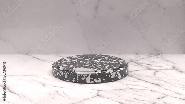 Obraz 3d image render transparent background Black And Gold Marble podium
