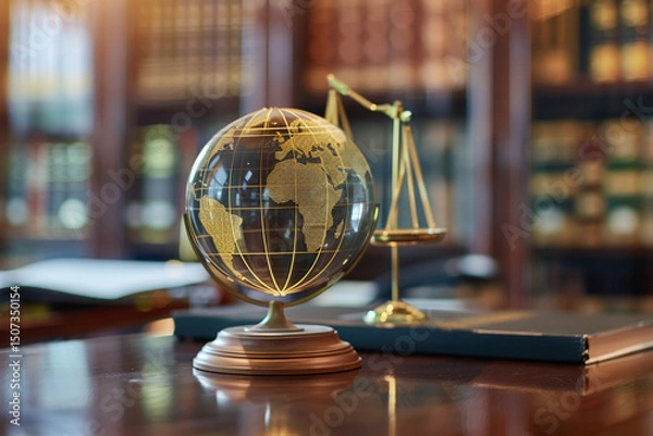 Obraz Globe and Scales of Justice