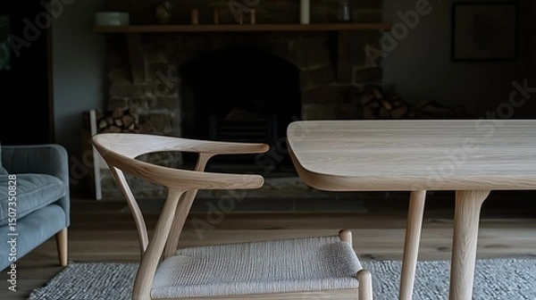 Obraz A clean wooden tabletop with soft natural grain, offering a subtle, warm texture and a smooth, minimalistic appearance.