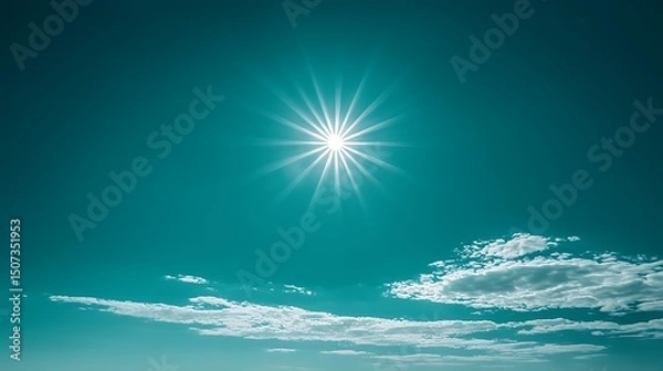 Obraz A bright, sunny daytime sky filled with soft, cotton-like clouds, creating a light and airy atmosphere.