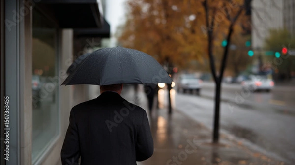 Obraz Man walking in the rain