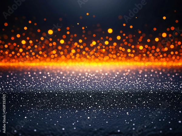 Fototapeta Sparkling Glitter Background with Orange Bokeh Lights.