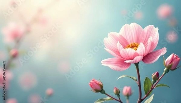Fototapeta Subtle floral motif, pastel shades, soft focus, romantic, bloom