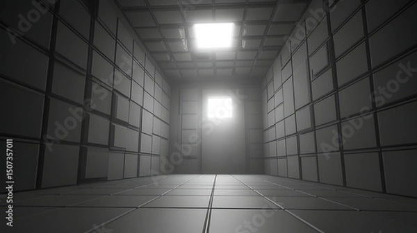 Fototapeta Black and white cubes arranged in a structural, abstract pattern, emphasizing sharp contrasts and geometric shapes for a modern visual effect