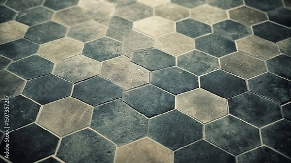 Fototapeta An isometric grid of repeating cubes in grayscale, with each cube displaying a consistent and structured pattern across the surface