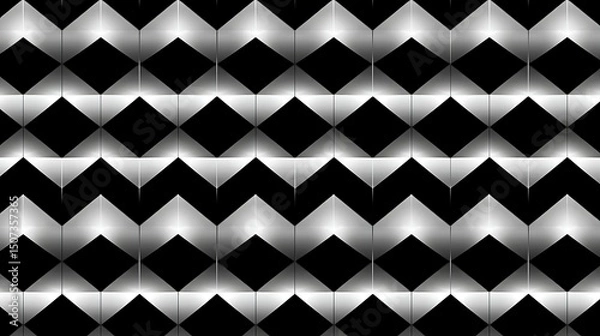 Fototapeta An endless array of 3D cubes in a seamless geometric pattern, each shaded in different tones of a single monochrome color to create a smooth and uniform background