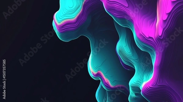 Fototapeta An abstract display of rainbow glow light leaks cascading over a solid black base, blending colors in dynamic, flowing streaks that create a sense of movement