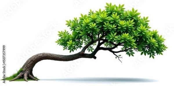 Fototapeta Twisted tree branch isolated on white background, green, nature