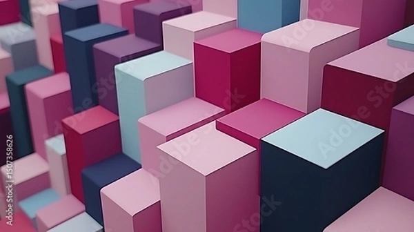 Fototapeta A seamless cube isometric pattern with neutral tones and delicate shading, delivering a contemporary and sleek design.