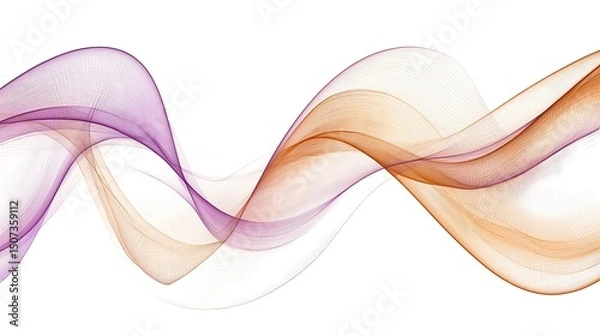 Fototapeta A flowing abstract mesh wave in soft peach and lavender, with subtle gradients blending seamlessly to create an elegant and tranquil design.