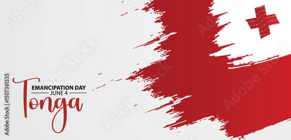 Fototapeta Tonga emancipation day 4 June brush stroke flag vector poster