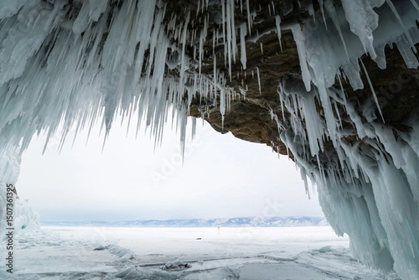 Obraz Ice cave on island Olkhon at Baikal Lake