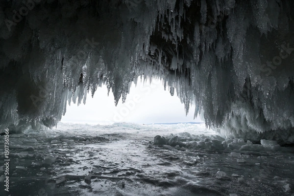 Obraz Ice cave on island Olkhon at Baikal Lake