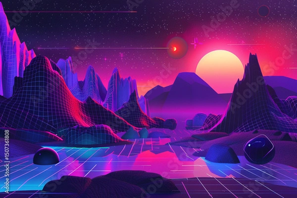 Obraz Retro Futuristic Landscape