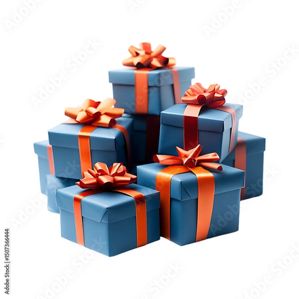 Obraz Festive wrapped gift box for birthday or celebration isolated on a transparent background.