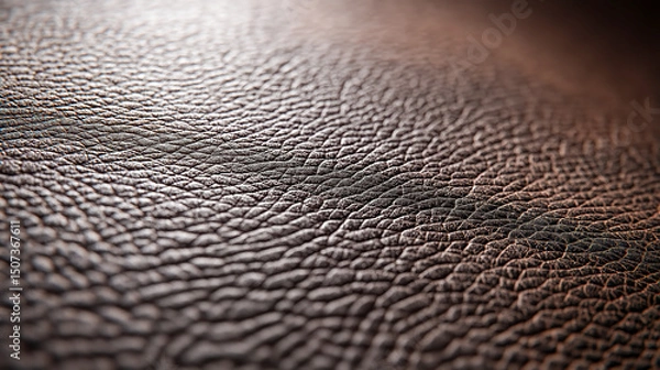 Obraz Macro close-up of textured brown bio-leather surface under warm light, perfect for eco product mockups, material design, packaging or background use