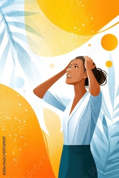 Fototapeta Recovery journey from panic attacks illustrated with vibrant colors and engaging elements