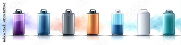 Fototapeta Colorful collection of imaginative oxygen concentrators on white background designed for creative marketing