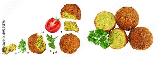 Fototapeta falafel ball isolated on a white background with full depth of field. Top view. Flat lay.