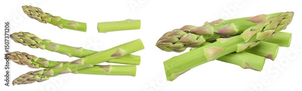Fototapeta fresh asparagus isolated on white background. Top view. Flat lay.