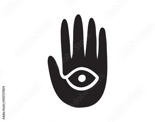 Obraz unique eye palm element symbol folklore mysticism hand vector art and motifs. silhouette art poster with palm hand icon wallpaper