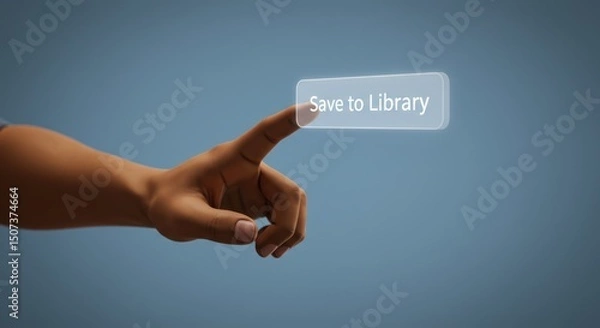 Fototapeta Save to Library Button Click with Hand