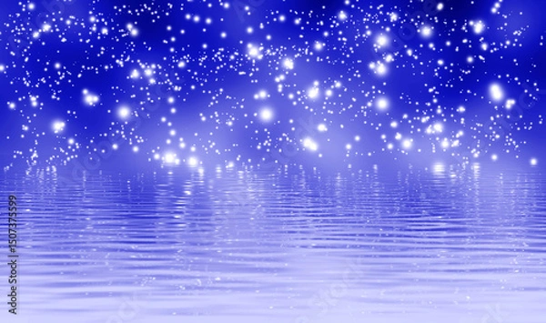 Fototapeta Dazzling night sky and serene water reflection create a magical atmosphere of serenity and wonder