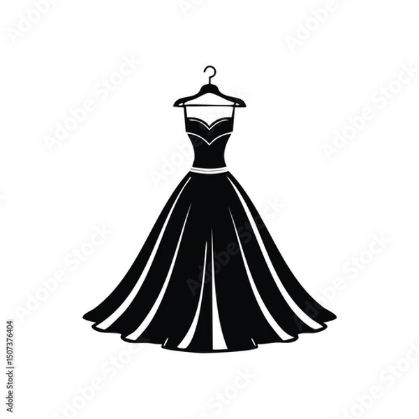 Obraz Wedding Dress Silhouette – Bridal Gown Vector Icon