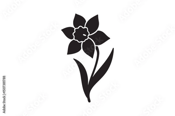 Obraz Daffodil flower silhouette vector art illustration on white background