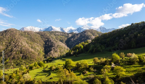 Obraz Panoramic view of the Caucasus mountains