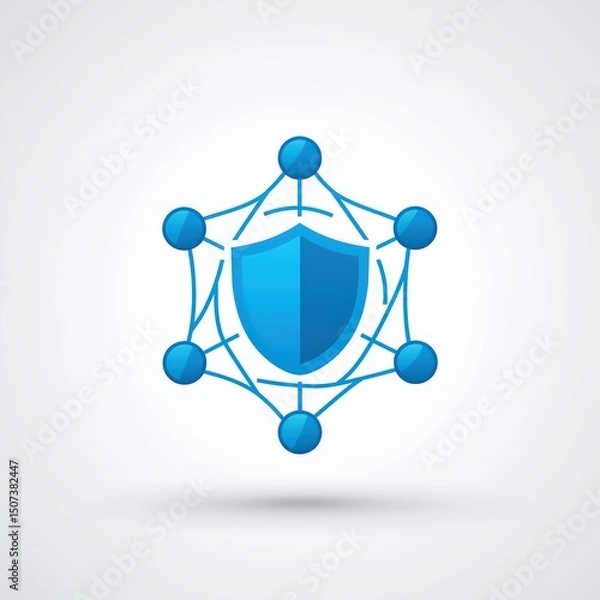 Fototapeta Network Security Shield Icon on White Background