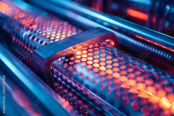 Fototapeta Close-up of a Glowing Red Heat Element in a Toaster Oven
