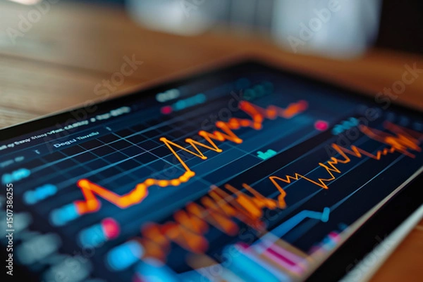 Obraz Financial Data and Charts on Tablet