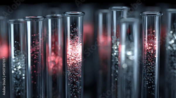 Obraz Test Tubes with Bubbles Scientific Research and Experimentation