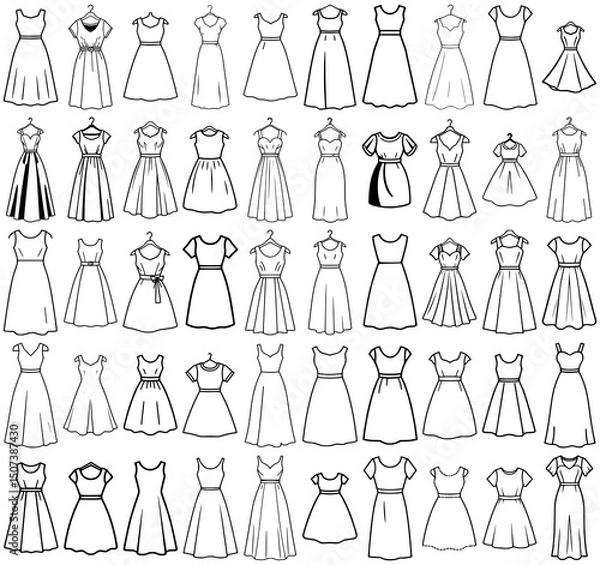 Fototapeta Collection of Fashionable Dresses: An Array of Styles