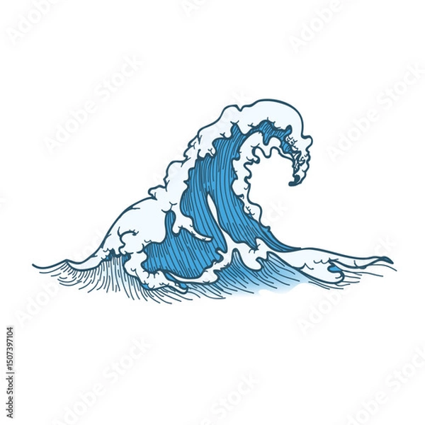 Obraz vector waves, sea blue color, can be used for background image