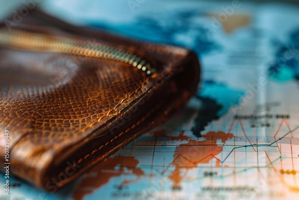 Obraz Leather Wallet on a Map