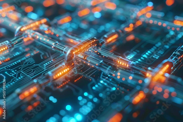 Obraz Abstract Circuitry: Digital Technology & Futuristic Design