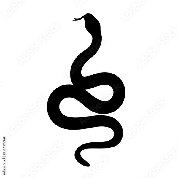 Obraz Silhouette of a snake winding and poised to strike with menacing curves