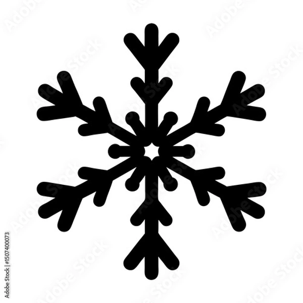 Obraz Simple black snowflake icon design isolated against a plain white background