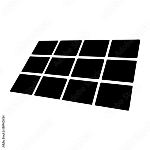 Obraz Minimalist black and white solar panel array isolated on white background