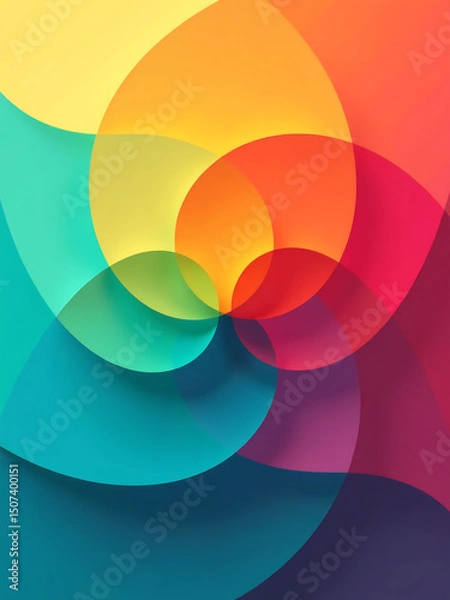 Obraz vibrant abstract background interlocking geometric shapes kaleidoscopic colors set subtle gradient bright cyan amber