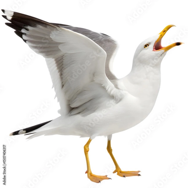 Fototapeta Laughing Gull with Open Beak on Transparent Background