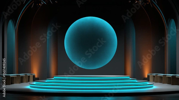 Fototapeta empty stage with spotlight