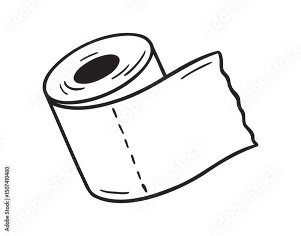 Obraz tissue icon doodle hand drawn. Outline drawing toilet paper line clipart symbol