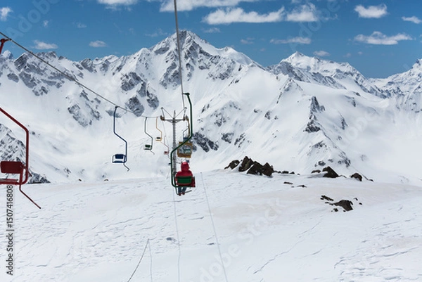 Obraz Cable car on the mount Elbrus