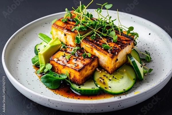 Fototapeta **Vegan Sushi Rolls With Avocado, Cucumber, And Tofu, Served On Minimalist White Plate With Wasabi --Ar 3:2 --V 6.0 --S 250 --P G8Gxrjv** - @Darya (Relaxed)