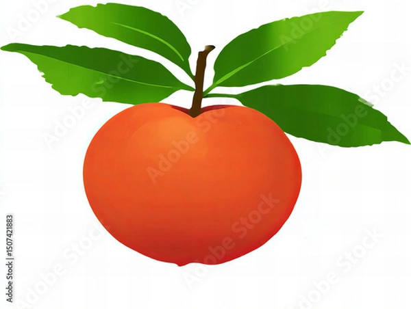 Obraz Bright orange fruit with green leaves showcasing its vibrant color and fresh appearance in a simple layout